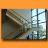 glass guardrail with oak top rail